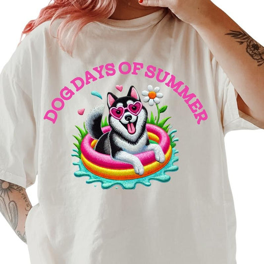 Husky Dog Days of Summer Shirt ~ Unisex Apparel Relaxed Fit Printed In The USA Clothing Womenswear Casual Comfort Cotton Top Athletic Boho Chic