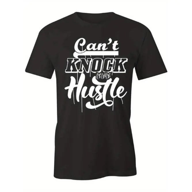 Hustle Motivation Quote Fashion graphic printed men's t-shirt, comfortable casual wear, featuring eye-catching designs and high-quality short sleeves. Made in USA