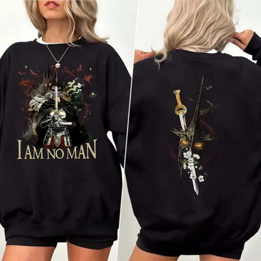 I Am No Man Shirt , Book Lover Sweatshirt, Fantasy Merch, Reading Fandom Sweatshirt, Feminist Shirt, LOTR Shirt