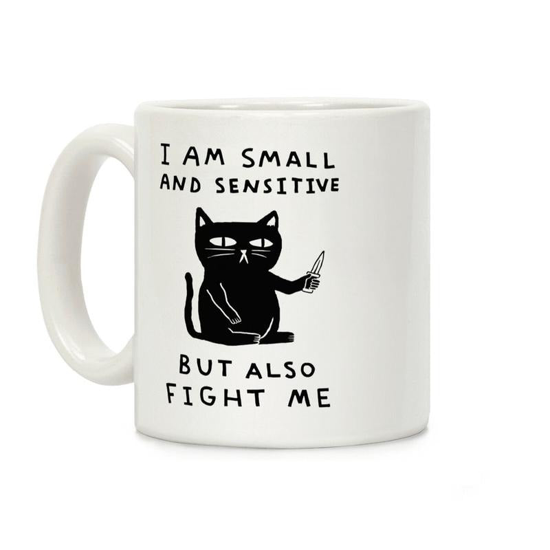 I Am Small And Sensitive But Also Fight Me Cat Coffee Mug, Gift Idea Trending Funny Mug Ceramic Classic