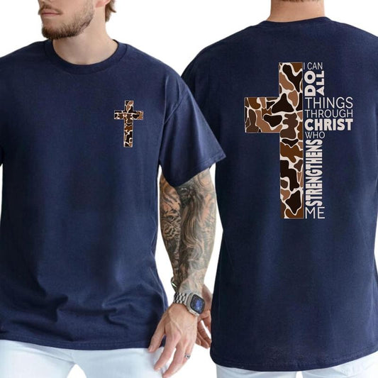 I Can Do All Things Through Christ Tee Cotton Casual Street Style Crew Neck Short Sleeve T-Shirt Top for Unisex