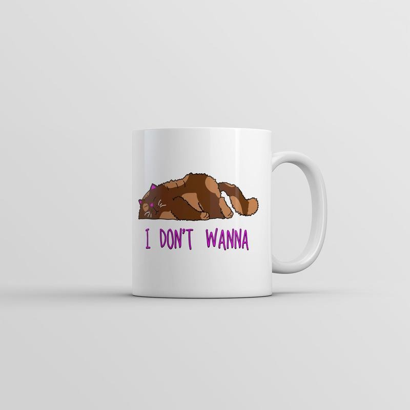 I Dont Wanna Mug Funny Sarcastic Kitten Graphic Novelty Coffee Cup-11oz Funny Coffee Mugs Ceramic Printed Drinkware Cup