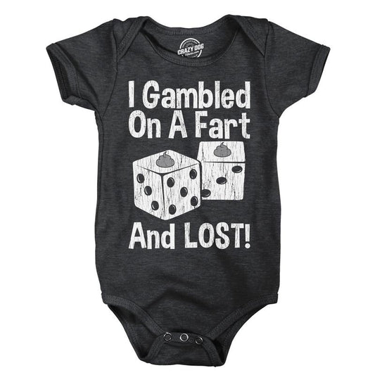 I Gambled On A Fart and Lost Baby Bodysuit Funny Sarcastic Poop Graphic Novelty Jumper for Infants Funny Baby Onesies Funny Adult Humor Onesie for Baby Funny Sarcastic Onesie Novelty Onesie Black -