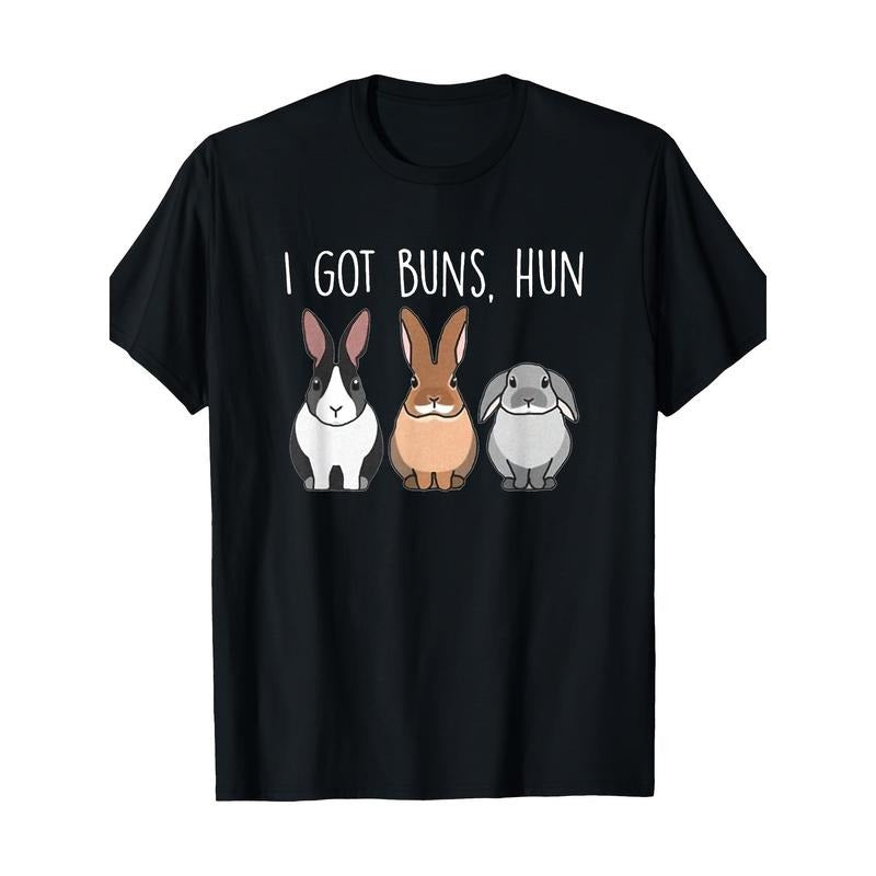 I Got Buns Hun, Bunny Funny, Lover Rabbit T-Shirt, Men's T-Shirt, 220g made in usa