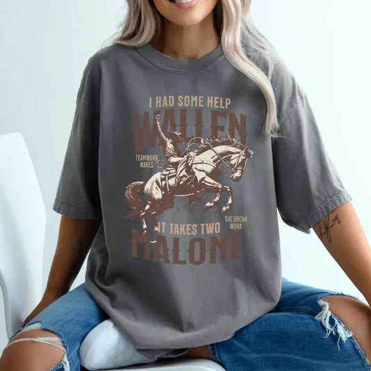 I Had Some Help Wallen And Malone Tee, Country Music Graphic Tee, Cowboy Shirt, Wallen And Malone Sweatshirt, Country Song Mashup Pullover Top Womenswear Underwear Lady