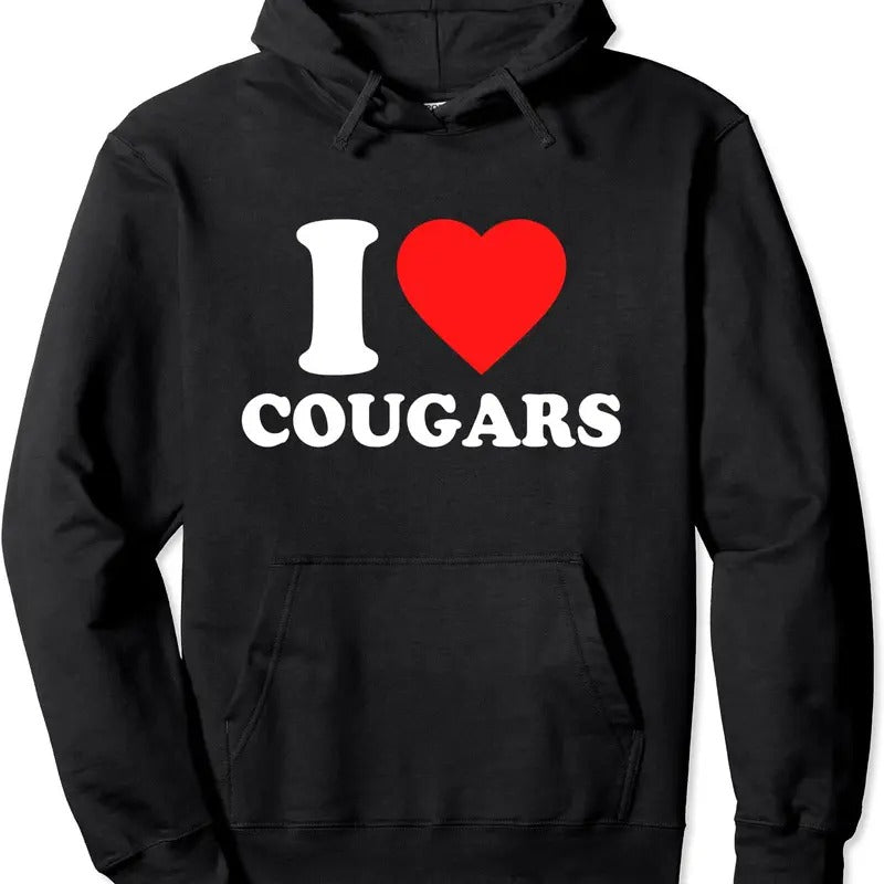 I Love Cougars / I Heart Cougars Pullover Hoodie | Unisex Hooded Sweatshirt