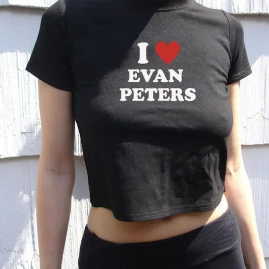 I Heart Evan Peters | TV Movie Actor | I heart | I love | 90s Aesthetic | Grunge Clothing, I Love Top Tee Shirt, Trendy Tee, Trendy t-shirt, , Gift For Him, Gift For Her, Menswear Cotton Classic Casual Basic Short Sleeve