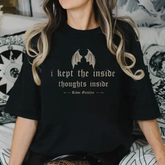 I Kept The Inside Thoughts Inside Shirt, Quest Squad Sweater, Fourth Wing Shirt, Bookish Gift, Dragon Rider Sweatshirt, Book Lover Unisex Pullover Tee