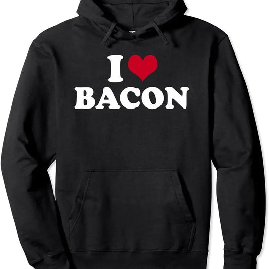 I Love Bacon Pullover Hoodie | Unisex Hooded Sweatshirt