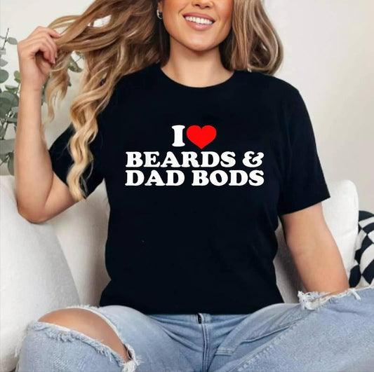 I Love Beards And Dad Bods T-Shirt | Cotton 100%, Crewneck, Top Womenswear
