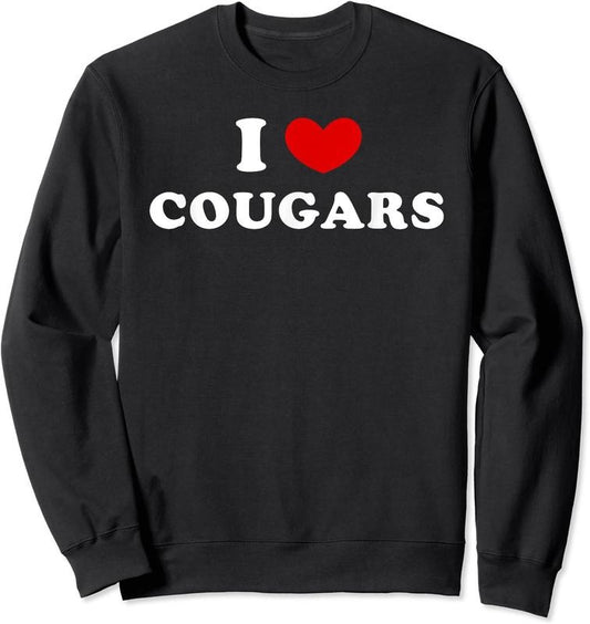 I Love Cougars Shirt, I Heart Cougars Unisex Crewneck Sweatshirt