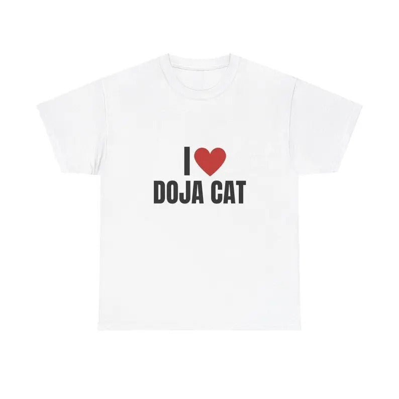 I Love Doja Cat Heavy T-Shirt, Unisex, Gift, Graphic T Shirt, Gift For Him, Gift For Her, Menswear Cotton Classic Casual Basic Short Sleeve
