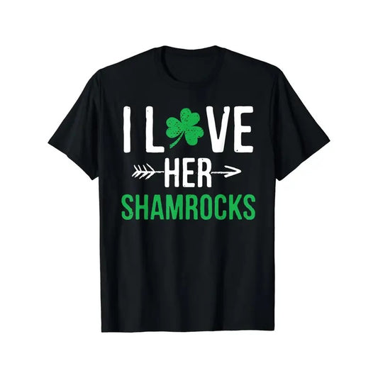 I Love Her Shamrocks T-Shirt St Patrick'S Day Couples Gifts T-Shirt made in usa