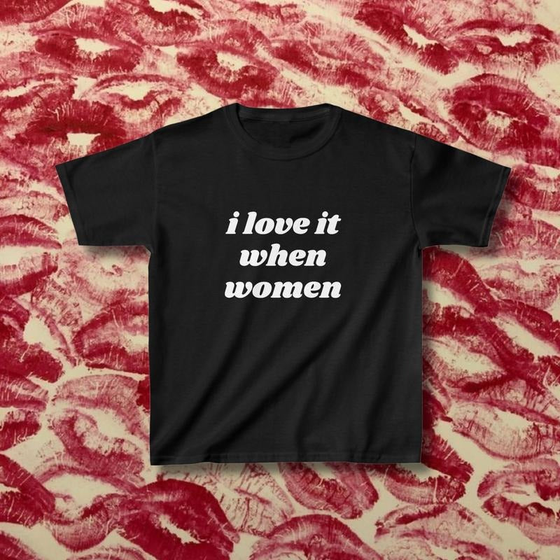 I Love It When Women Pride Tshirt Lgtbq Gift Graphic Queer Lesbian Shirt Funny Sapphic Top Wlw Bisexual Pride Subtle  T-shirt, sweater and Hoodie