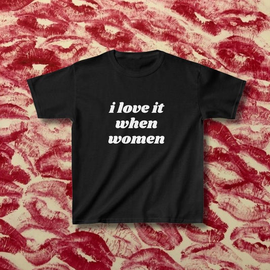 I Love It When Women Pride Tshirt Lgtbq Gift Graphic Queer Lesbian Shirt Funny Sapphic Top Wlw Bisexual Pride Subtle  T-shirt, sweater and Hoodie