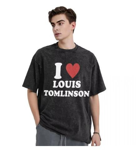 I Love Louis Tomlinsons T Shirt Beach English Singer Retro T-Shirts 2024 Casual Fashion Tee Shirt For Men Short-Sleeved Tops, Gift For Him, Gift For Her, I love T-Shirt, I heart shirt, Love Shirt, Unisex Shirt