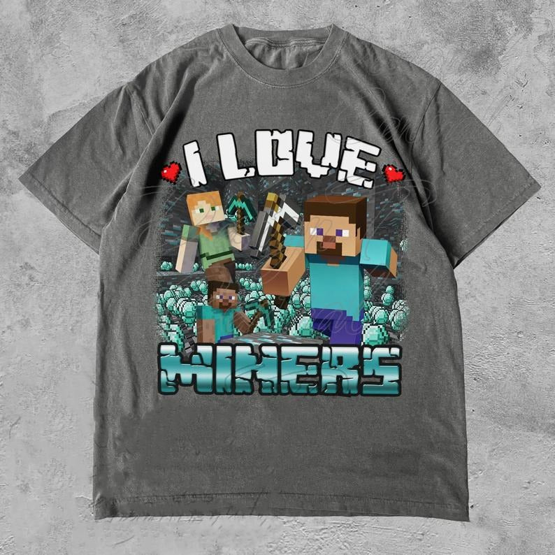 I Love Miners Unisex Shirt, Unhinged Shirt, That Go Hard, Gamer Gift, Cursed, Weird Shirt, Weirdcore Tee, Gag Gift for Him