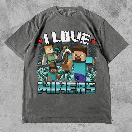 I Love Miners Unisex Shirt, Unhinged Shirt, That Go Hard, Gamer Gift, Cursed, Weird Shirt, Weirdcore Tee, Gag Gift for Him