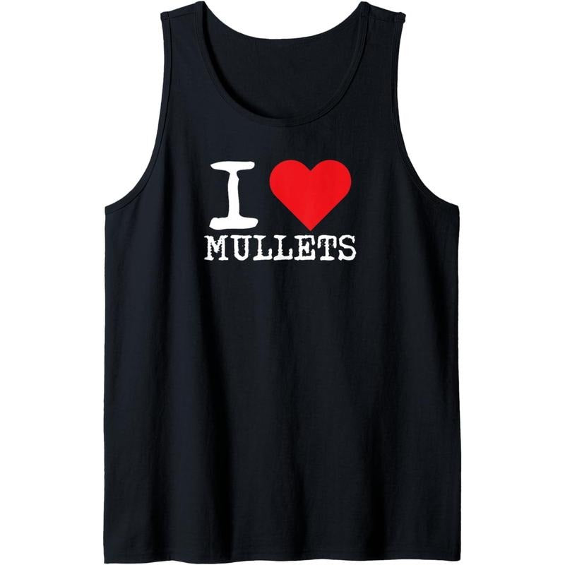 I Love Mullets I Heart Mullets Funny Redneck Mullet Tank Top Made in USA