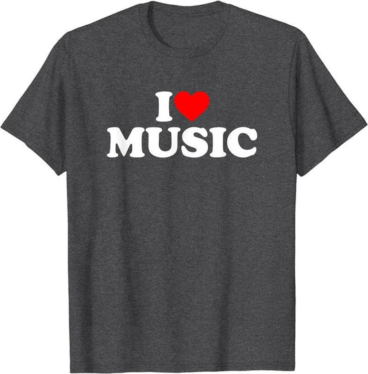 I Love Music T-Shirt | Unisex Cotton Tee, Size S-5XL