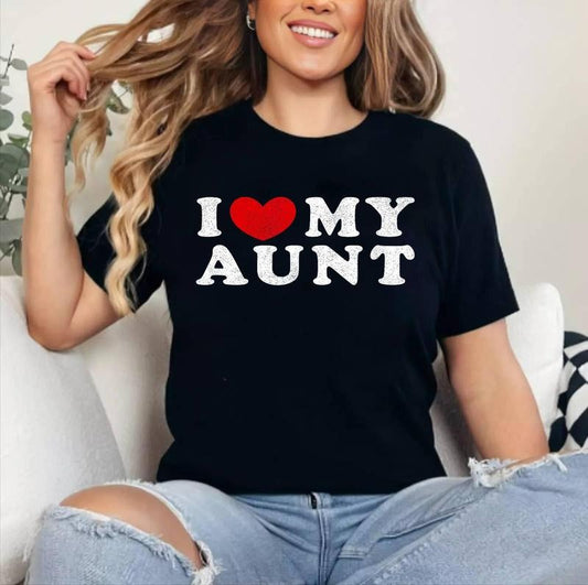 I Love My Aunt, I Heart My Aunt T-Shirt | Cotton 100%, Crewneck, Top Womenswear