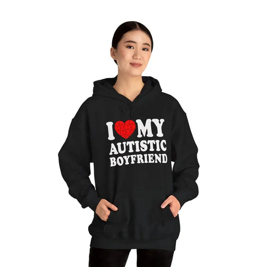 I Heart My Autistic Boyfriend / I Love My Autistic Boyfriend Hoodie | Unisex Hooded Sweatshirt