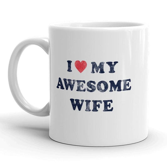 I Love My Awesome Wife Mug Cute Valentines Day Coffee Cup - 11oz Funny Coffee Mugs Ceramic Printed Drinkware Cup