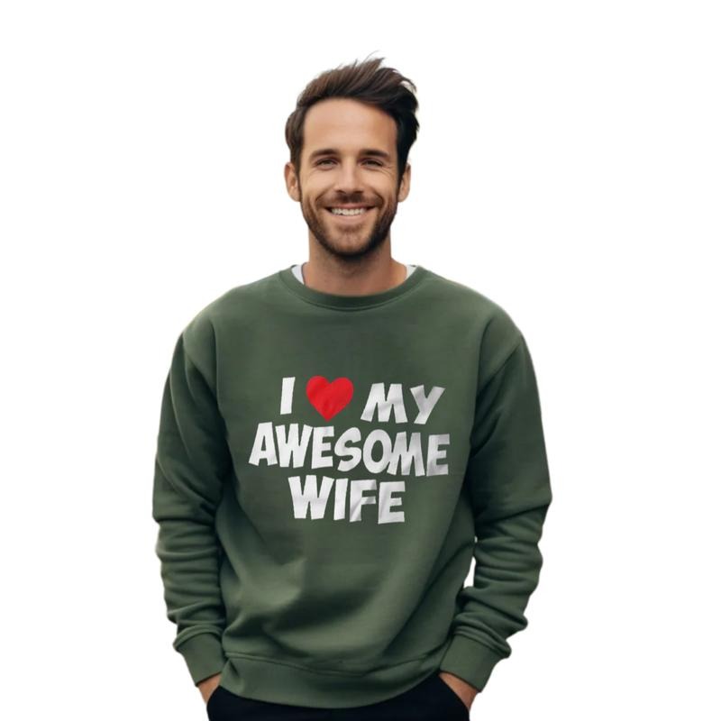 I Love My Awesome Wife T Shirt, Anniversary Present Gift Tee, Couples Sweatshirt, Awesome Wife Gift Husaband, Unisex Crewneck Pullover Tee, Casual Clothing