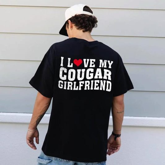 I Love My Cougar Girlfriend Comfort Colors Shirt, Funny Gift for Him, Boyfriend Gift, I Love My Girlfriend Tee, I Heart My Cougar Shirt