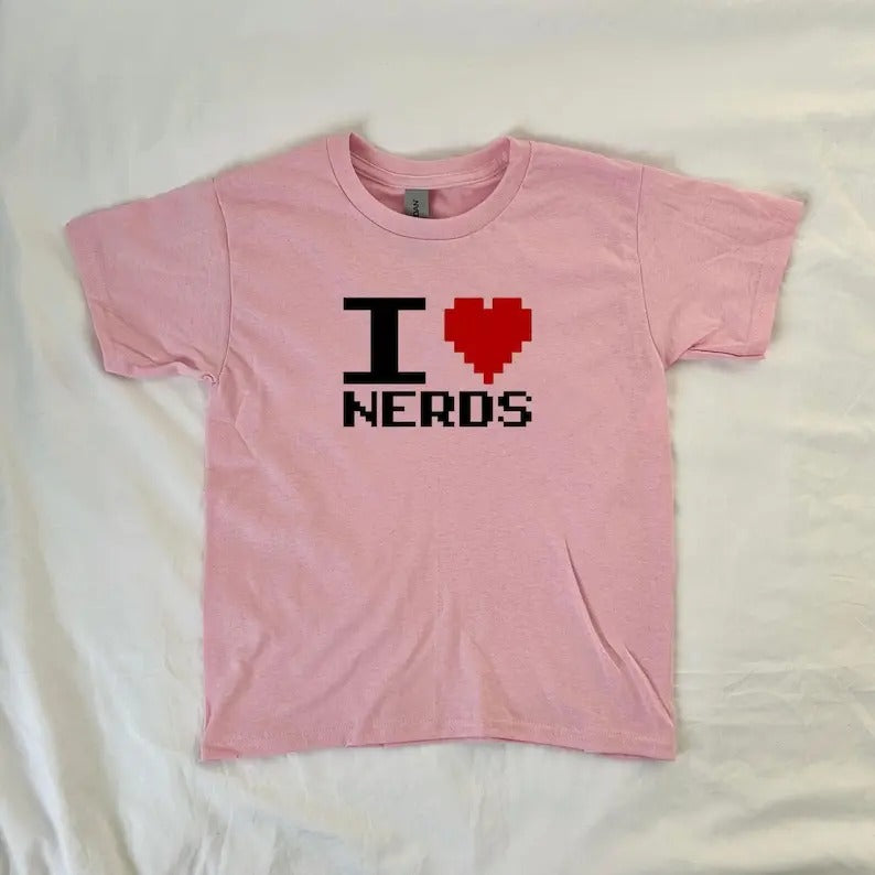 I Love Nerds Baby Tee, Pinterest, streetwear, 90s style baby tee, Trendy Top, Funny Shirt, Y2K Baby Tee, retro, vintage
