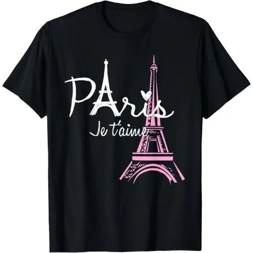 I Love Paris Eiffel Tower France French Souvenir T-Shirt Made in USA