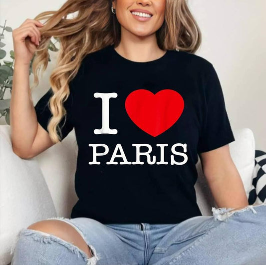 I Love Paris Graphic Tees - Novelty T-Shirts & Cool Designs T-Shirt | Cotton 100%, Crewneck, Top Womenswear