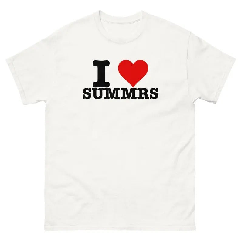 I Love SUMMRS Funny T-Shirt I Heart summrs Graphic T Shirt, Gift For Him, Gift For Her, Menswear Cotton Classic Casual Basic Short Sleeve