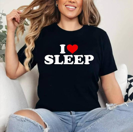 I Love Sleep - Heart T-Shirt | Cotton 100%, Crewneck, Top Womenswear