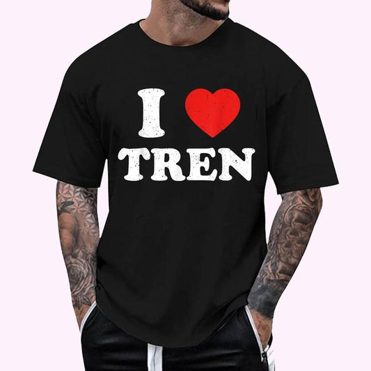 I Love Tren I Heart Tren Bodybuilder Gym Steroid Vaccinated T-Shirt , Unisex Cotton 100%, Top Menswear