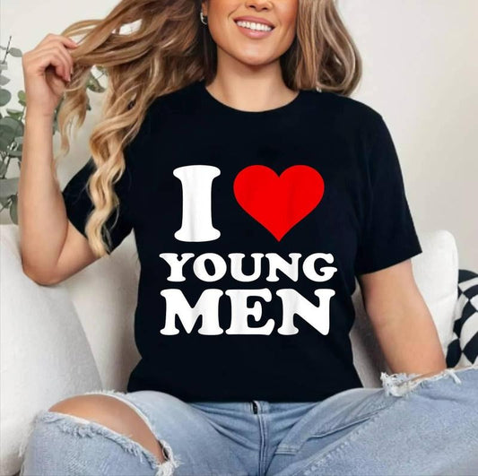 I Love Young Men T-Shirt | Cotton 100%, Crewneck, Top Womenswear