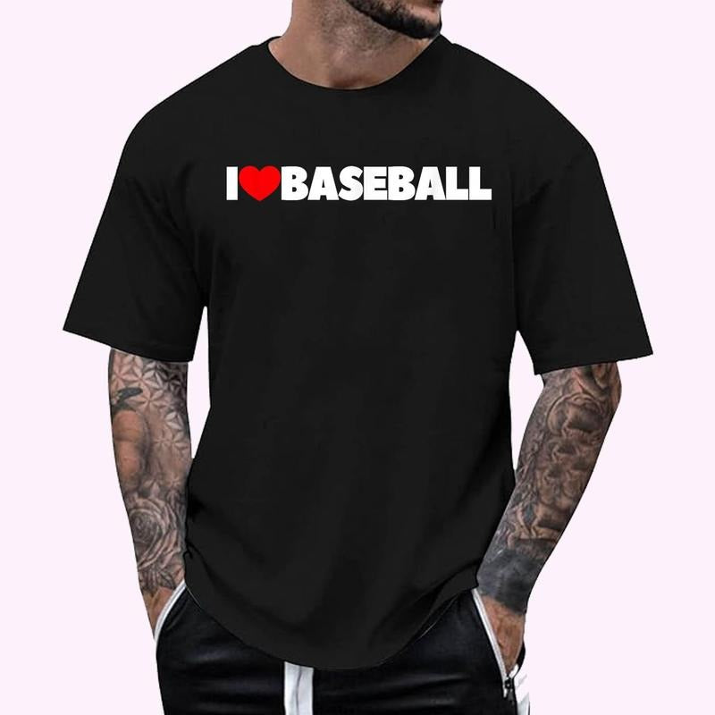 I Love (Heart) Baseball T-Shirt , Unisex Cotton 100%, Top Menswear