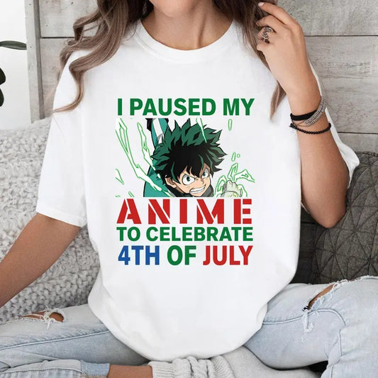 I Paused My Anime To Celebrate 4th Of July Tshirt Crewneck Hoodie Comfort Cotton