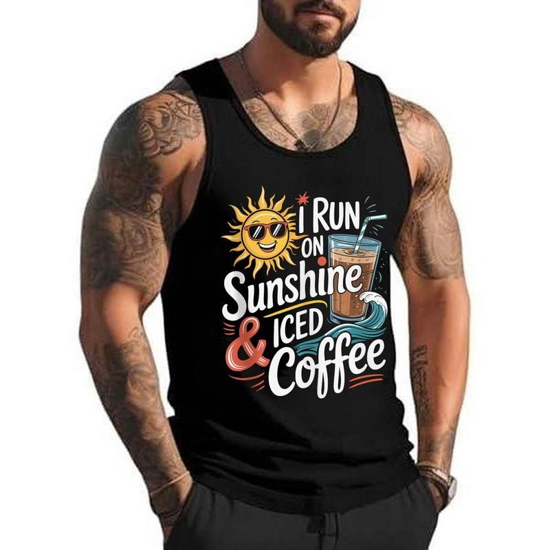 I Run On Sunshine & Iced Coffee Summer Vacation Matching Unisex Tank Top, Cotton, Size S-3XL Classic Fabric