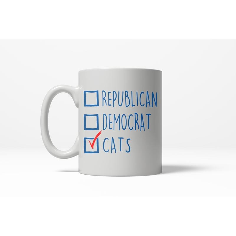I Voted Cats Funny Crazy Political Cat Lover Coffee Ceramic Drinking Mug  - 11oz Funny Coffee Mugs Ceramic Printed Drinkware Cup