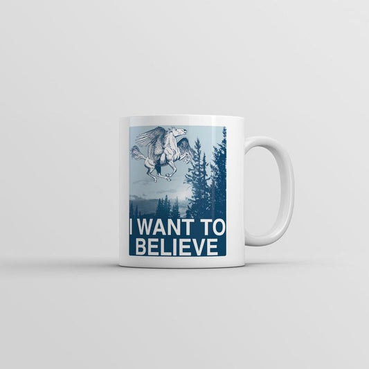I Want To Believe Pegasus Mug Funny Graphic Coffee Cup-11oz Funny Coffee Mugs Ceramic Printed Drinkware Cup