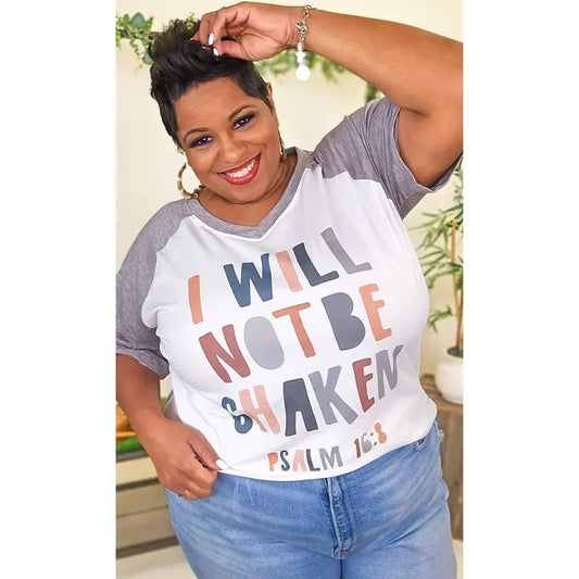 I Will Not Be Shaken Graphic V-Neck