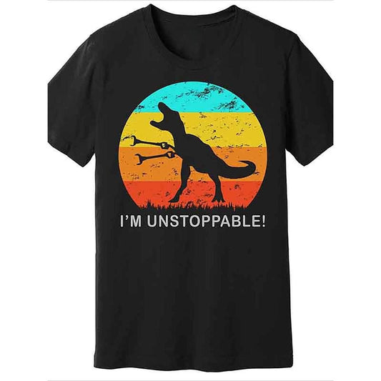 I am unstoppable Fun Vintage TRex Premium T-shirt, Fun Men's Short Sleeve Graphic T-shirt Collection Black, 1 pc, 100% cotton T-shirt Made in USA