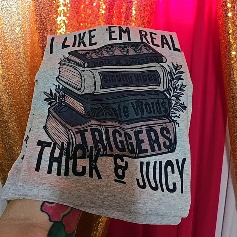 I like em real funny book graphic tee, gildan unisex fit