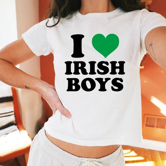I love Irish Boys Baby Tee,  St Paddy Baby Tee, St Patricks Day Women's Fitted Tee, Unisex Shirt,  Clothing, Trendy Top, 90s Baby Tee, I Love Tee, Unisex T-shirt, Gift for him, Gift for her, Trending shirt