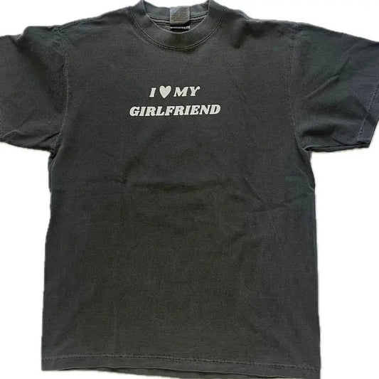 I love my girlfriend t-shirt, Gift For Him, Gift For Her, I love Shirt, I heart shirt, Menswear Crewneck Classic Tee Casual Collar