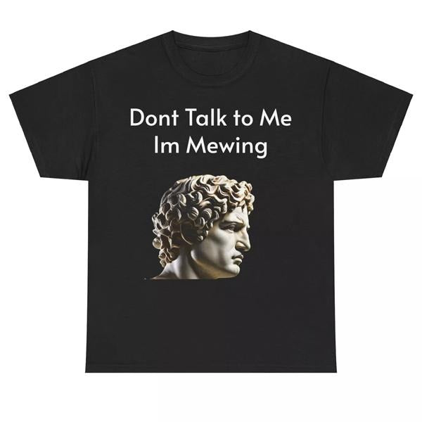 I'm Mewing Heavy Cotton Tee, Retro 90s Graphic T-shirt, Funny Dumb Tee, Meme Shirt, Menswear Womenswear Streetwear, Graphic Movie Shirt