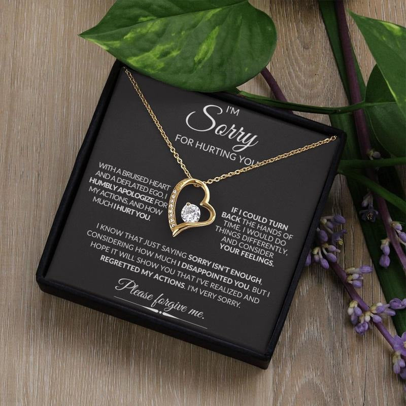 I'm Sorry For Hurting You Necklace, Sorry Gift Wife Girlfriend, I'm Sorry Gift For Her From Husband, Apology Gift, Love Necklace With Message Card, Gift For Her, Necklace With Gift Box, Best Valentines Gifts, Jewelry Box, Gifts For Valentines Day