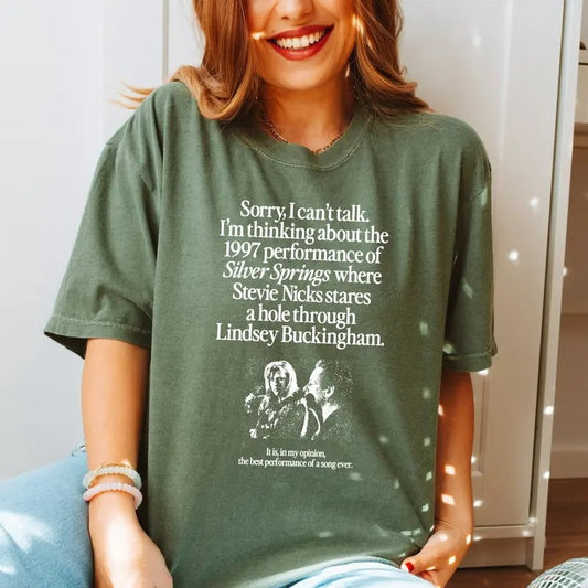 I'm Thinking About The 1997 Performance of Silver Springs Shirt, Nicks and Buckingham Shirt, Fleetwood Mac Shirt, The Dance, Music T-Shirt, Full Sizes, Full Colors, Unisex T-shirt for Men and Women, Classic Menswear, Womenswear