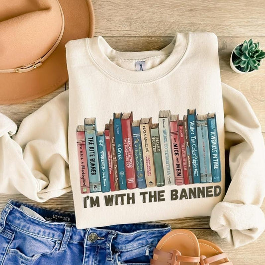 I'm With The Banned Sweatshirt, I'm With The Banned Book Lovers Sweater, I'm With The Banned Tshirt, Gift For Book Lovers, Librarian Gift GJEQM